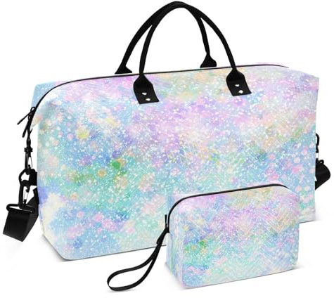 Reisetasche, Sporttasche, Glitzer, bunt, für Damen und Herren, Wochenend-Tragetasche, multi