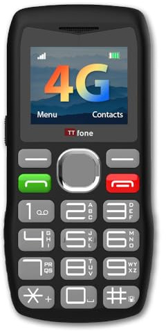 TTfone TT890 4G seniortelefon – lättanvänd stor knapp mobiltelefon med nödhjälpsknapp, USB-C-laddning, Bluetooth, kamera – GiffGaff