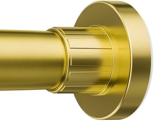 Ausemku Shower Curtain Rod 32-65 Inch Adjustable - 1 Inch Diameter Heavy Duty No drill Spring Tension Shower Rod, Non-Slip Rustproof Telescopic Rod for Bathroom, Gold