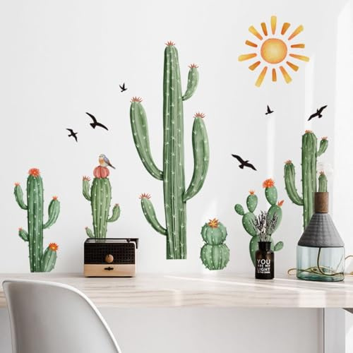 TXDAMAI Wandtattoo Tropische Pflanzen Kaktus Wandaufkleber Grüne Pflanzen Boho Wandsticker Wanddeko 3D-Effekt Aufkleber für Wohnzimmer Schlafzimmer Esszimmer
