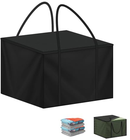 LAMUNI Gartenpolster Auflagentasche, 80x80x60cm Aufbewahrungstasche Gartenauflagen Wasserdicht Polsterauflagen Schutzhülle mit Tragegriff, 420D Oxford Tasche für Auflagen, Stuhlkissen, Sofakissen