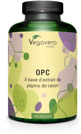 Vegavero OPC 500 mg | Extracto de Semilla de Uva | 70% OPC | Antioxidante Natural, Salud Cardiovascular y Anti-Aging | 240 Cápsulas | Testado en Laboratorio | Sin Aditivos y Vegano