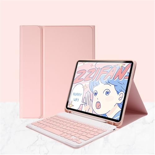 YSJX PU+TPU-Lederhülle mit Standfunktion und Stiftschlitz, abnehmbare Tastaturabdeckung, kompatibel mit Samsung Galaxy Tab S8 Plus 12,4 Zoll(Pink+Keyboard)