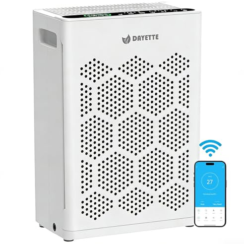 Luftreiniger für Allergiker, Wohnung und Raucherzimmer, mit HEPA 14-Filtern gegen Tierhaare, Schimmel, Staub, Pollen & Gerüche, CADR 250 m³/h, App-Steuerung, Timer, leise 22 dB