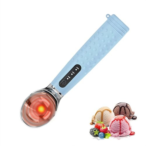 Paletta per gelato riscaldata Ricaricabile, Cucchiaio per gelato elettrico con 3 impostazioni di temperatura, Display LED e impermeabile, Manico ergonomico in silicone, Regali per inaugurazione casa