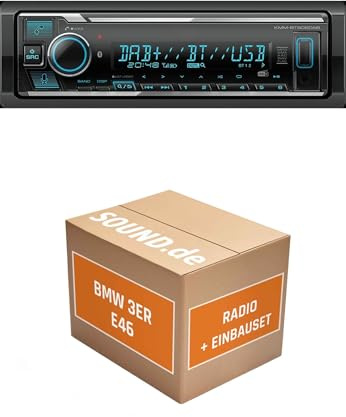 Autoradio Einbaupaket für Kenwood KMM BT508DAB kompatibel mit BMW 3er E46, Bose, Business Schwarz | Bluetooth Telefonieren DAB,