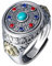 Vintage 925 Sterling Silber Chinesischer Yin Yang Bagua Spinner Ring mit Bunten Steinen Goldener Löwenkopf Taoismus Schmuck für Herren Damen Offen Verstellbar