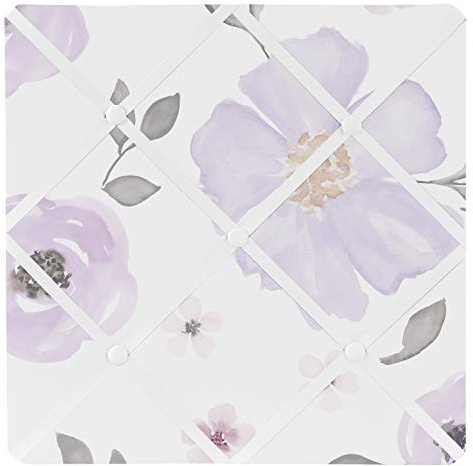 Sweet Jojo Designs Memoboard für Aquarell-Blumensammlung, Stoff, Violett / Pink / Grau / Weiß
