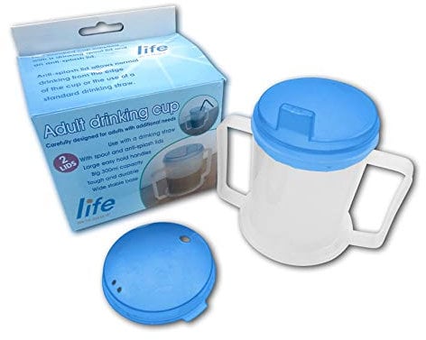 LIFE Healthcare Adult Drinking Cup for Elderly – 300ml Non-Spill Cups – Dishwasher Safe Non-BPA Plastic Two-Handled Cup for Elderly – Sippy Cup for Adults, Disabilities