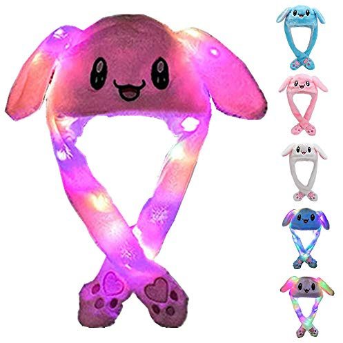 ZCINT Rabbit Bunny Hat Ear Moving Jumping Funny Plush Cap for Kids Adults Christmas, Cosplay, Party Cute Animal Hats(pink)