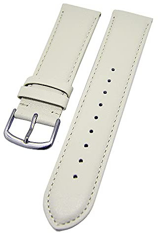 Uhrenhuette Uhrenarmband supersoft breit Kalbleder Farbe und Stegbreite wählbar (Creme, 18mm - L)
