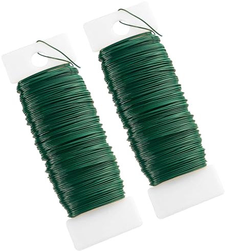 2 Pack Green Floristry Wires - 22 Gauge Flexible Paddle Wires for DIY Flower Arrangements and Christmas Wreath Making