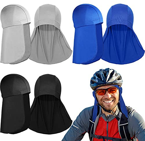 YATEICBC 3 Stücke Helm Liner mit Nackenschutz, Kühlenden Schädelkappen Schweißableitende Kappe mit Schwanz Sonnen Schutz Radfahren Laufender Nacken Schutz Hut für Männer Frauen, 3 Farben