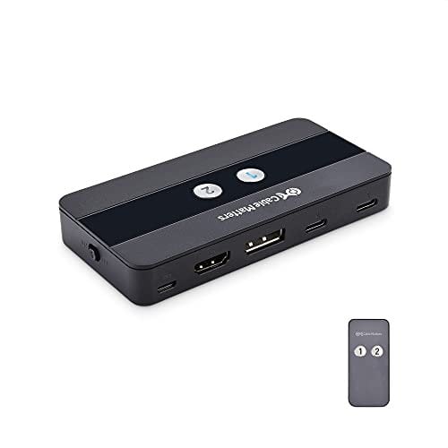 Cable Matters Dual 4K 60Hz USB C KVM Switch 2 Monitore/KVM Switch Displayport, HDMI & 4x USB 3.0 - Fernsteuerung Thunderbolt 4 USB4 Compatible für MacBook Pro/XPS-Host-Aufladung wird nicht unterstützt