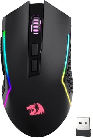 Redragon M693 - Mouse da gioco wireless, 8000 DPI con connessione 3 modalità, Bluetooth e wireless 2,4 G, 7 pulsanti macro, capacità di alimentazione durevole e retroilluminazione RGB per