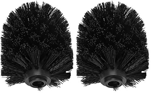 Jiakalamo 2Pcs Replacement Toilet Brush Head,Durable Round Toilet Cleaning Brushes Head,Plastic Universal Toilet Brush Head Bathroom Accessory,Suitable for Brush rods with a Diameter of 12mm(Black)