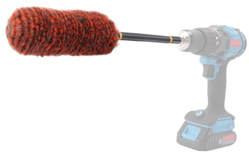 SPTA Auto Felgen Bohrbürste, 1 Microfaser Bürste Felgenschrubber, Bohrbürste Auto, Extra Sanft Auto Felgenbürste, kratzfreie Felgenpflege, Extra Lange Felgen Bürste für Alle Felgentypen, Bohrmaschine