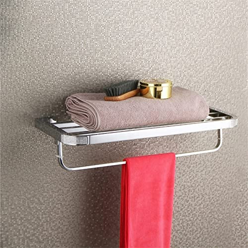 ,Badezimmer-Handtuchhalter, wandmontierter Handtuchhalter, Badezimmerzubehör aus Kristallchrom, Handtuchhalter, Doppellagiges Schienenregal, Bar, Toilette, Bad, Regal, Küchenzubehör/Chrom/a Efficency