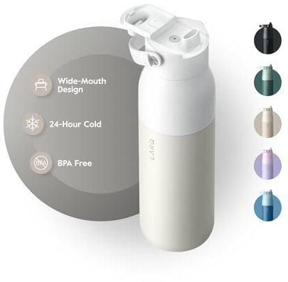 LARQ Bottle Swig Top 680 ml - Isolierte Edelstahlflasche mit breitem Hals | Hält Wasser kalt | Thermosflasche, BPA-frei | Wiederverwendbare Trinkflasche für Sport und Reisen, Granite White