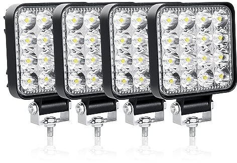 SKYWORLD 4pcs 12V led strahler kfz, 3.34 Zoll 48W Mini Spot scheinwerfer auto offroad beleuchtung nebelscheinwerfer für SUV ATV Traktor LKW 4x4, 6000K Weiß, led arbeitsscheinwerfer, led arbeitslicht