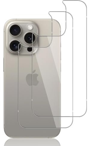 Locofun Rückseite Schutzfolie für iPhone 15 Pro 6.1, Panzer Schutz Glas 9H Härte Zurück Schutzglas, Hinten Schutzfolie HD Klar Rückseite Folie für iPhone 15 Pro - 2 Stück