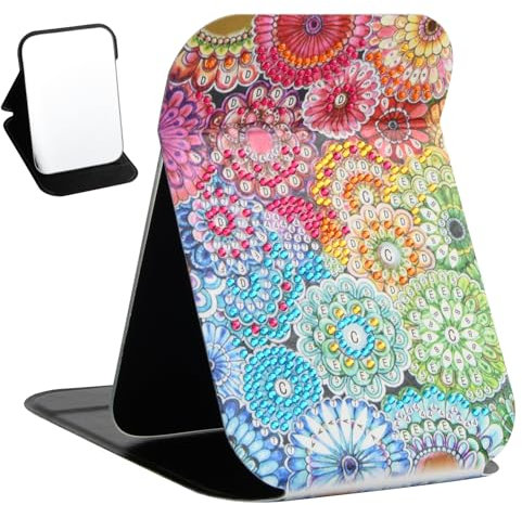 NiceLand Basteln 5D Diamond Painting Spiegel DIY Kit, Diamant Malerei Spiegel mit Halterung Punktbohrwerkzeug, Diamant Painting Personalisiert Reisespiegel, Erwachsene, Nicht zusammenklappbar