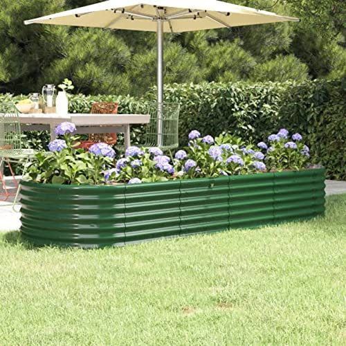 Homgoday Fioriere esterne in acciaio, grandi dimensioni grandi fioriere aiuola in acciaio verniciato a polvere verde fioriera per giardino, terrazza e balcone verde 224 x 80 x 36 cm