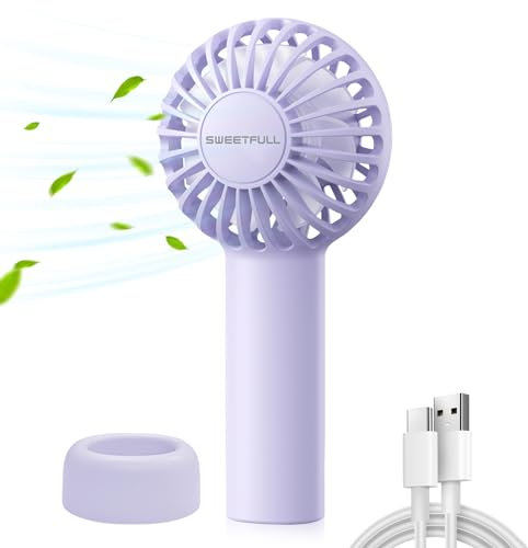 NIUAWASA Mini Ventilatore Portatile, Potente Ventilatore USB Ricaricabile 3 Velocità Piccola Mano Ventilatore per Viaggi Trucco ciglia Fan per Bambini Ragazze Donne (Viola)