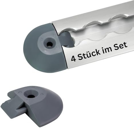 4X Endkappen Endfittinge Einsteckkappe für Airlineschiene halbrund, grau, Kunststoff Airline Schienen Fitting