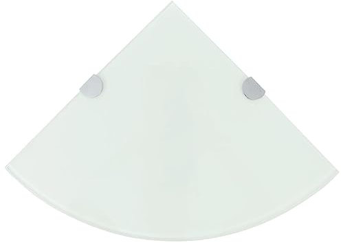 KLYEON Eckregal mit verchromten Halterungen Glas Weiß 25 x 25 cm,Hochwertiges Eckregal aus gehärtetem Glas für Küche, Bad und Wohnzimmer Regalsysteme Möbel