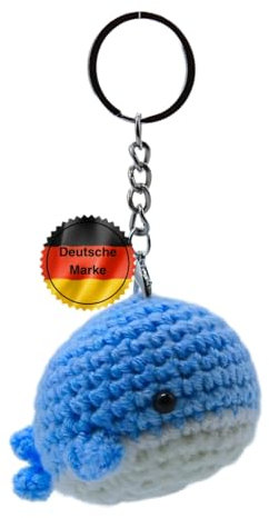 KEYSPACE Schlüsselanhänger Wal/Walsili - liebevolle Handarbeit gehäkelte Kuscheltiere Amigurumi - süßes Geschenk für Frauen - Whale - Geschenk für Freundin - Wal