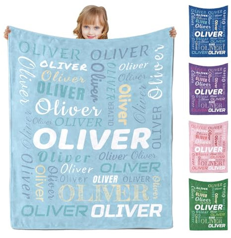 Urijk Personalised Baby Blankets,Custom Blankets with Name for Baby Boys Girls,Full name Throw Blanket for Newborn Toddler,personalised baby gifts for Birthday Baby Shower Christmas