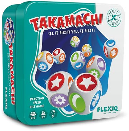 FlexiQ Takamachi Würfelspiel |Gesellschaftsspiele für die ganze Familie | Reisespiele für 2-4 Personen | 5 Minuten Spieldauer