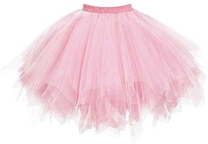 Damen Tüllrock tütü Rock Ballett Tanzkleid Tulle Unterkleid Petticoat Tutu Cosplay für Karneval Kostüm (Rosa)