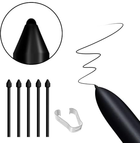 Lot de 5 pointes de rechange originales pour Samsung Galaxy S25 Ultra S Pen, pointes souples de rechange pour Samsung S Pen, Galaxy S25 Ultra avec outil de montage/démontage (5 pièces, noir)