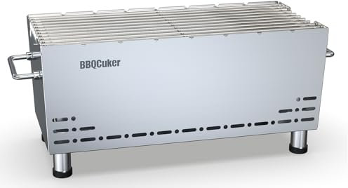 BBQCuker Tragbarer Holzkohlegrill, robuster Edelstahl, kleiner Grill mit doppellagiger Isolierung, 170 m². Kochbereich, Tischgrill mit Reisetasche für Camping und Picknick im Freien