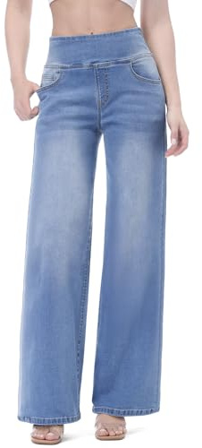 Chasehot Vaqueros Mujer Largos, Pantalones Rectos y Ancha Jeans Elásticos Push Up Cintura Alta con Bolsillos Talla Grande