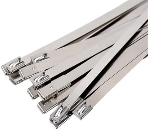 Stainless Steel Zip Ties 10mm 0.39 inch Exhaust Wrap Multi-Purpose 304 Stainless Steel Metal Cable Tie Banding self-Locking Zip Ties(200PCS,10x700mm)