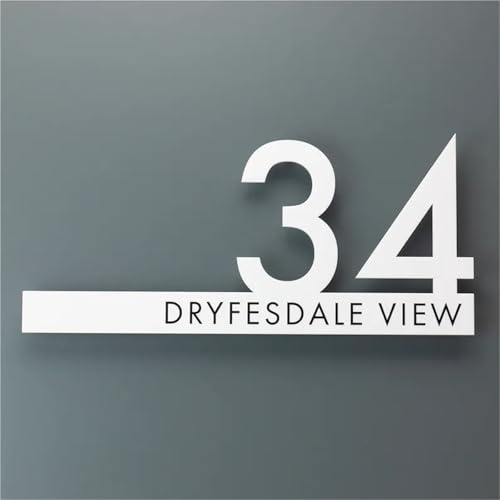 Números para Casa Exterior Personalizado - Letrero de Puerta de Acrílico Grabado en 3D Personalizado, 5 Tamaños y 3 Opciones de Color para Placa de Número de Casa y Dirección(Blanco)