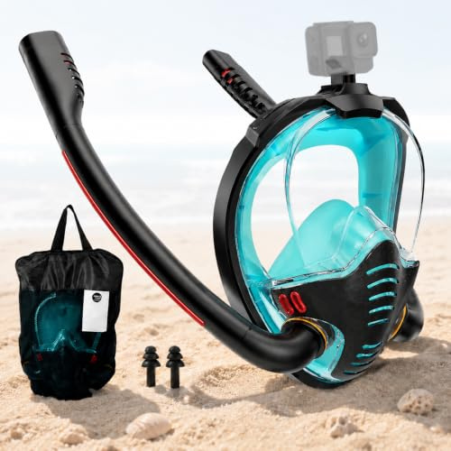 panemy Dykmask för vuxna med dubbel snorkel | Full dykmask för vuxna, snorkling, öronproppar, bärväska ingår