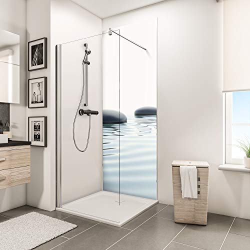 Schulte 1 panneau mural 90x210 cm, surface 1.89m², épaisseur 3 mm, revêtement salle de bain douche, résistant aux rayures, motif pierres zen et eau, DécoDesign, livré avec adhésif double face