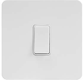 Soho Lighting White Metal Flat Plate 10A 1 Gang 2 Way Light Switch White Insert Screwless
