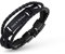 Hanessa Personalisiertes Armband mit Gravur für Männer und Frauen Edelstahl Leder schwarz Silber Länge 21 cm | Personalisierte Armbänder mit Namen Herren Damen