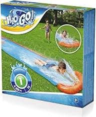 OUTDOOR Bestway H20GO Single Water slip and Slide, 4.88m Inflatable Garden Games with Build in Sprinklers