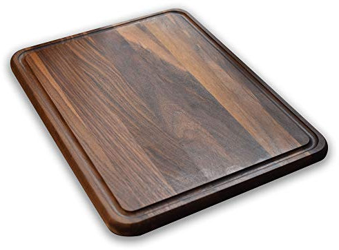 GULILES Tabla de Corte Hecha a Mano de Madera Natural de Nogal Americano, engrasada | para preparación de alimentos, carne, verduras, pan… (grande 40x30x1,9cm, marrón)