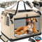 Lovpet® Transportbox Hund Katze Transporttasche XL 81,3x58,4x58,4cm | Hunde-Tragetasche Faltbare Katzentasche | Haustier-Transportbox inkl. Hundenapf & Schultergurt | für Katzen & Hunde Beige