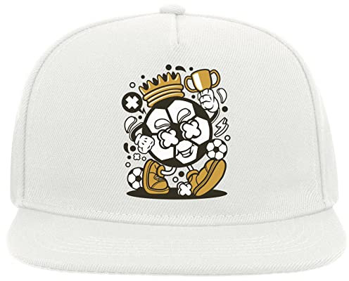 Football King Crown Champion Best Soccer Player 5 Panel Snapback Flat Visor Cap Hat Baseballmütze Weiß