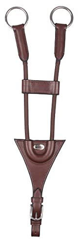 QHP Martingal-Gabel aus Leder mit elastischen Kordeln Gabel für Vorderzeug (Pony, Braun)