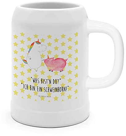 Mr. & Mrs. Panda Bierkrug Einhorn + Schweinhorn, Steinzeug, 500 ml