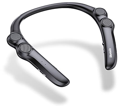 Portable Bluetooth Speakers, BBH-929s Pro Neckband Bluetooth Speakers with Built-in TF Memory Card, Wireless Wearable Speaker CVC 8.0 Noise Cancelling 3D Sound Personal Sport Speaker with Mic(Black)